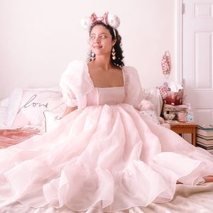 Selkie peach skin french puff dress